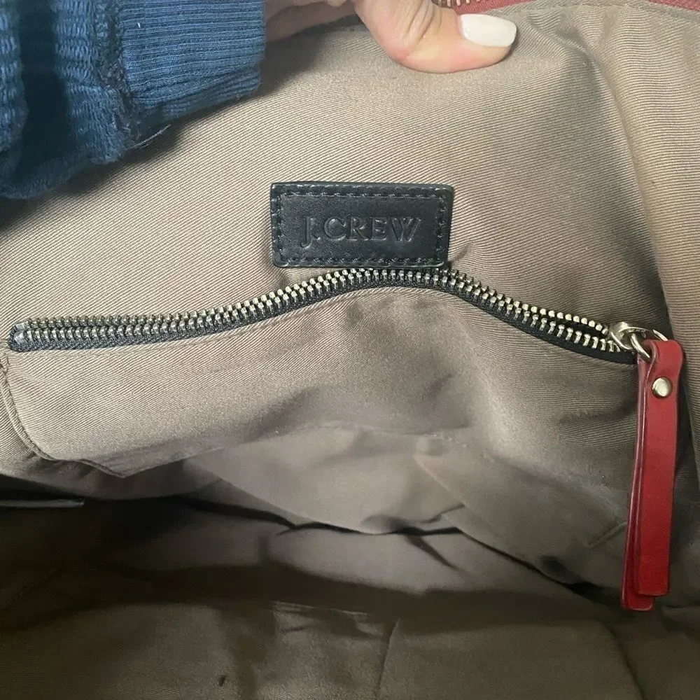 Jcrew red leather brief bag